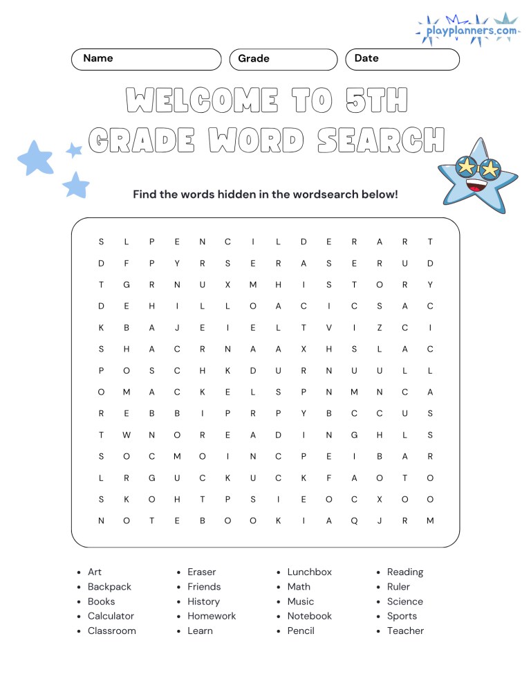 Free 5th Grade Back to School Printable Bundle – Play Planners