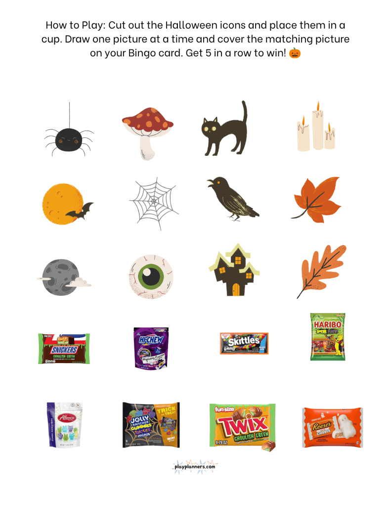 Trick or Treat Halloween Bingo for Kids - how to play instructions page
