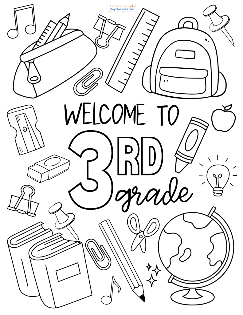 Free Welcome to 3rd Grade Coloring Pages - Welcome to 3rd Grade backpack coloring page