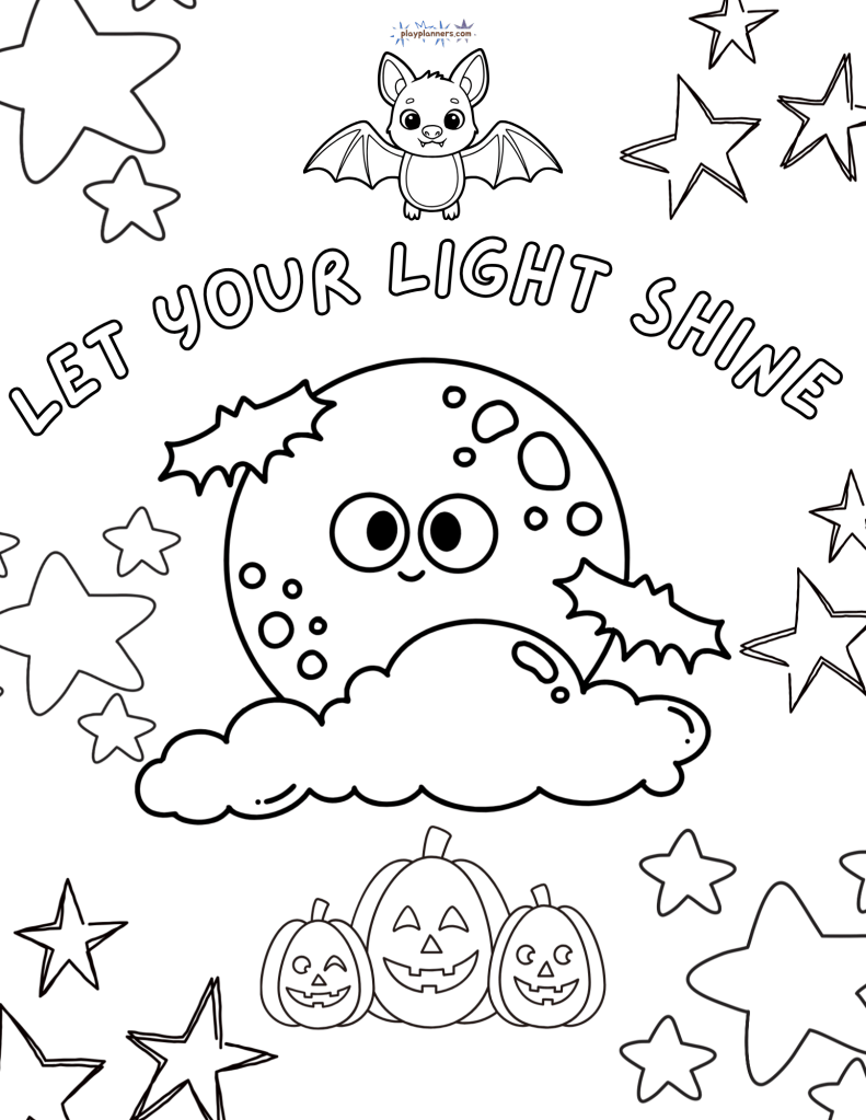 Fall Coloring Page - Let Your Light Shine ghost illustration