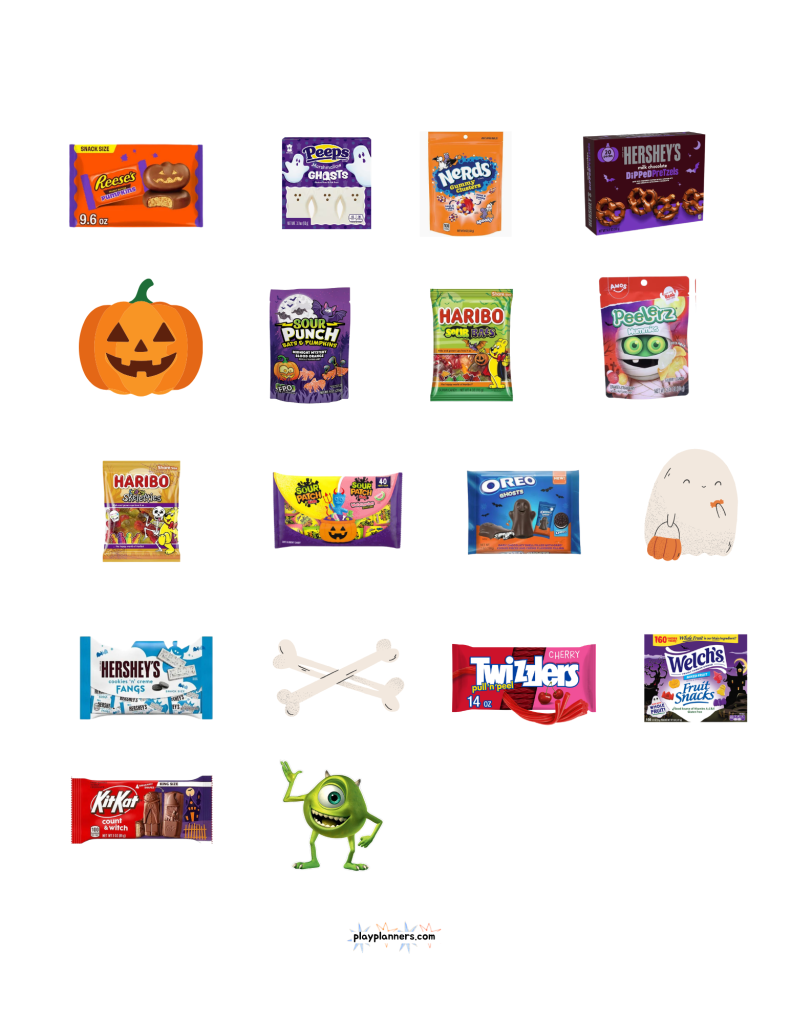 Trick or Treat Halloween Bingo for Kids - icon key legend