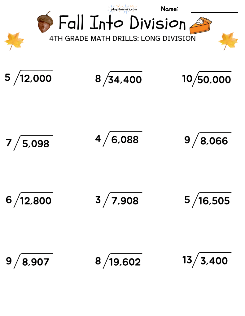 Fall Into Division - 4th Grade Long Division Worksheets - page 3