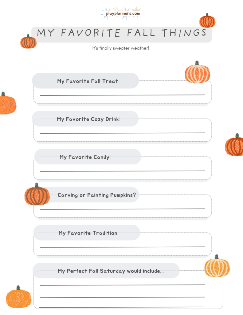 Free Fall Activity Pack for 3rd-5th Grade - My Favorite Fall Things survey page