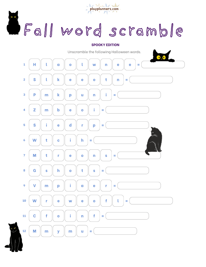 Free Fall Activity Pack for 3rd-5th Grade - Fall Word Scramble page