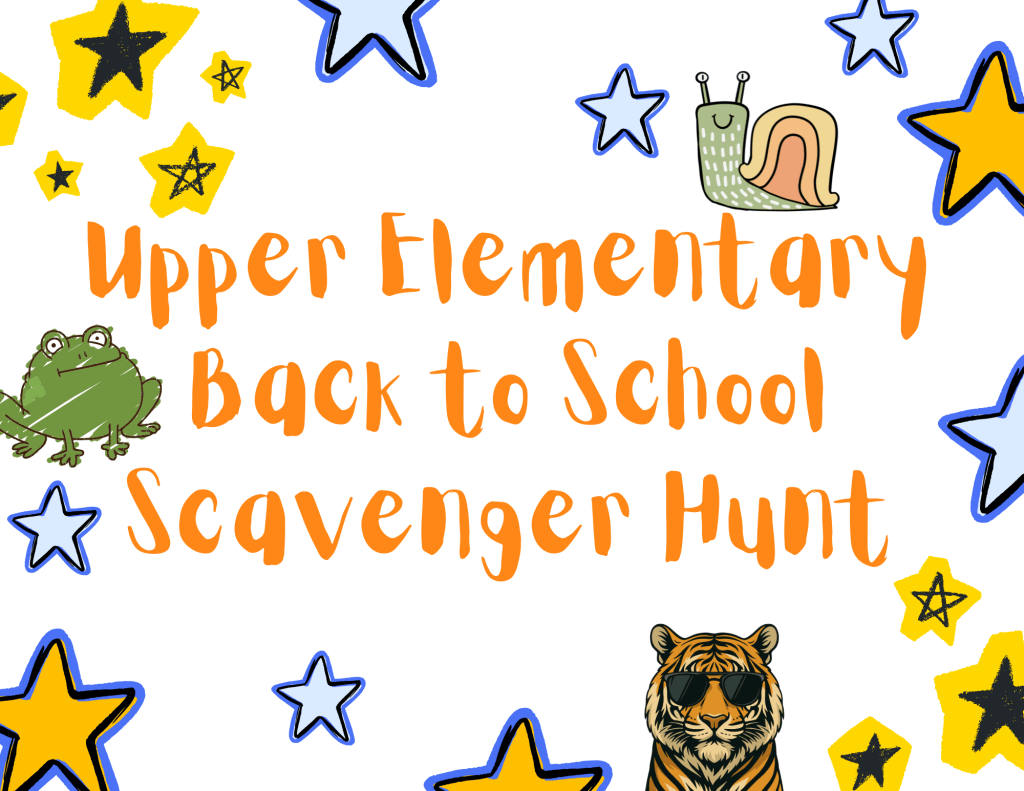 Free Back to School Scavenger Hunt for Upper Elementary cover with a backpack illustration