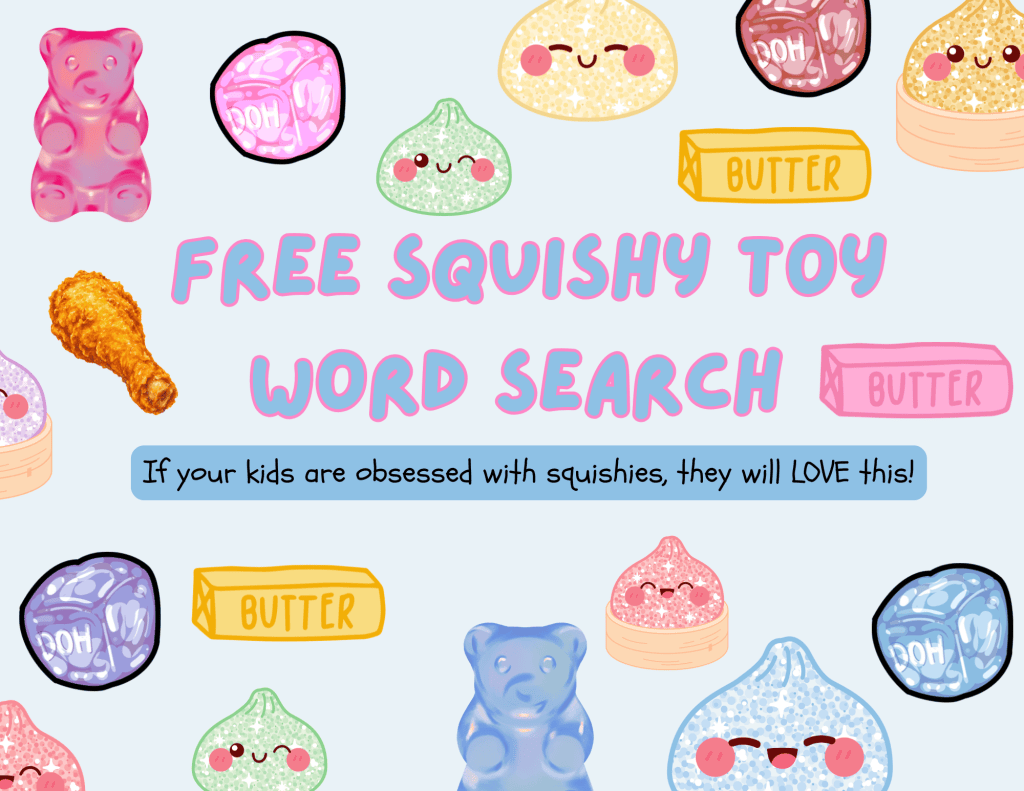Squishy Toy Word Search Free Printable PDF