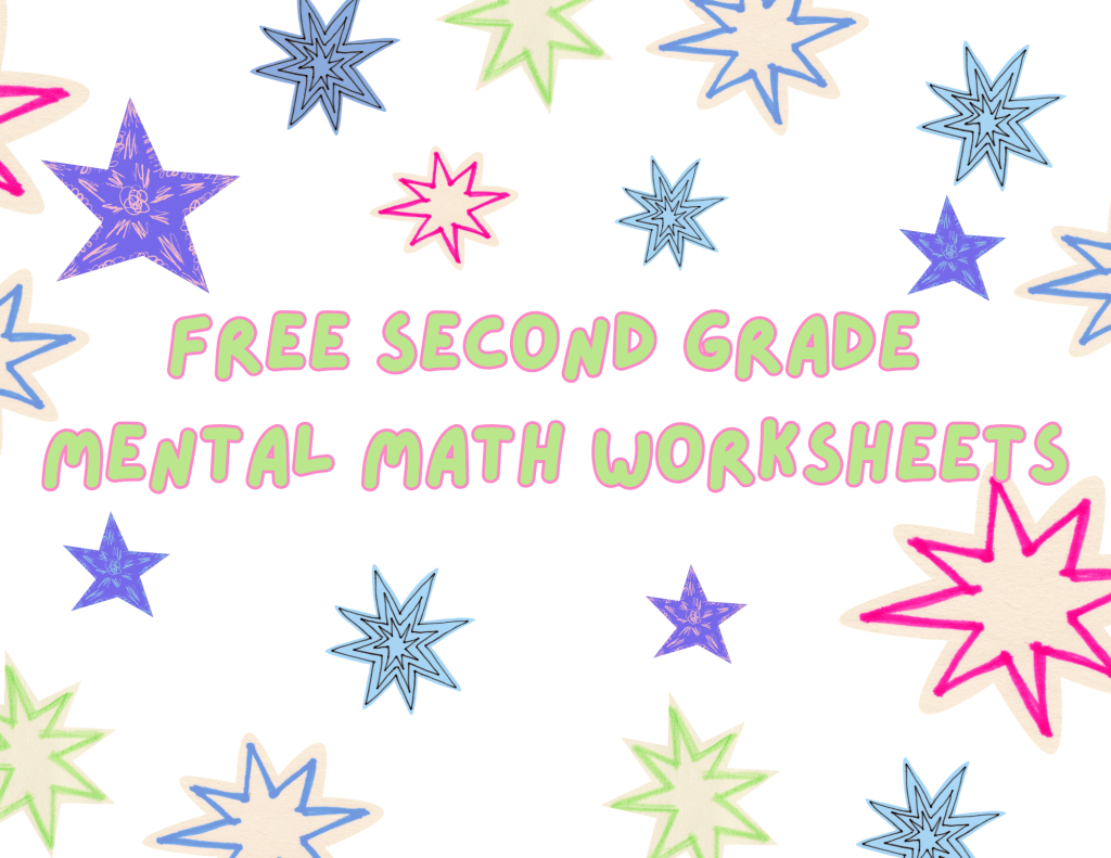 2nd Grade Mental Math Worksheets cover with colorful stars