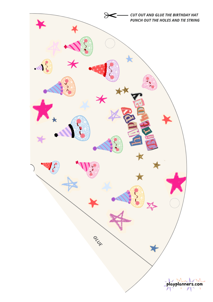 Squishy Birthday Party Hat cut out printable