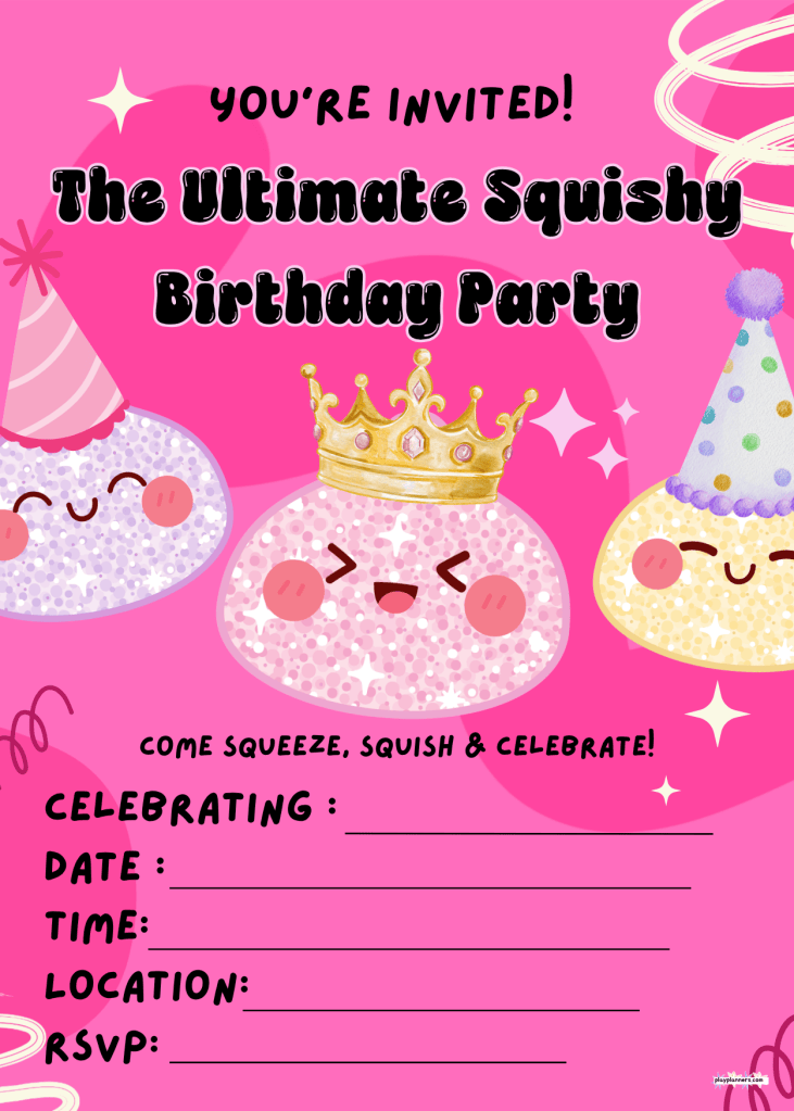 squishy birthday party invitation