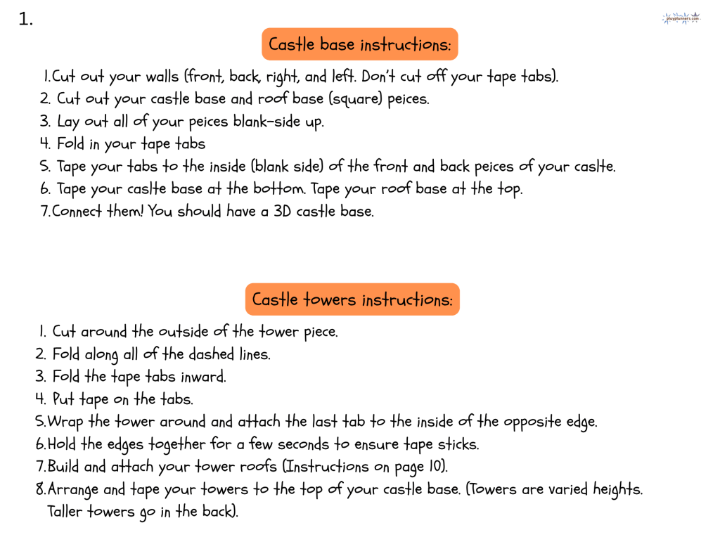 free printable fall castle craft