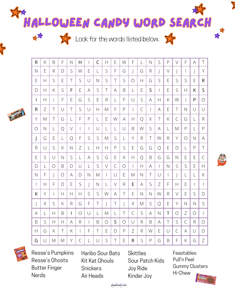 halloween candy word search 