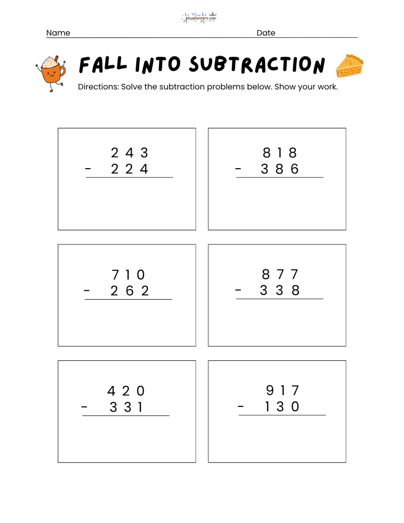 2nd grade subtraction practice worksheets