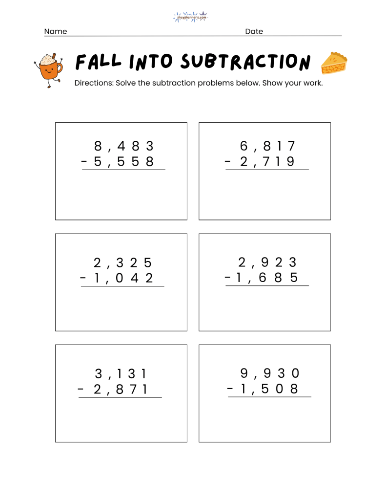 3rd grade subtraction worksheet