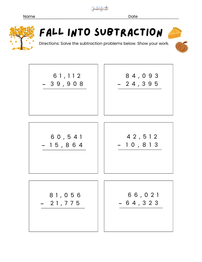 5th grade subtraction worksheets free printable