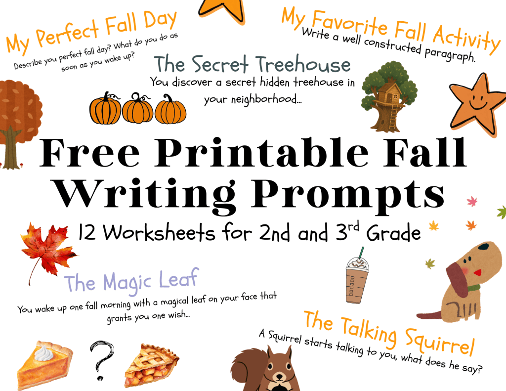 twelve free 2nd and 3rd grade fall writing worksheets