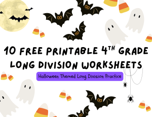ten free printable halloween themed long division worksheets for 4th grade