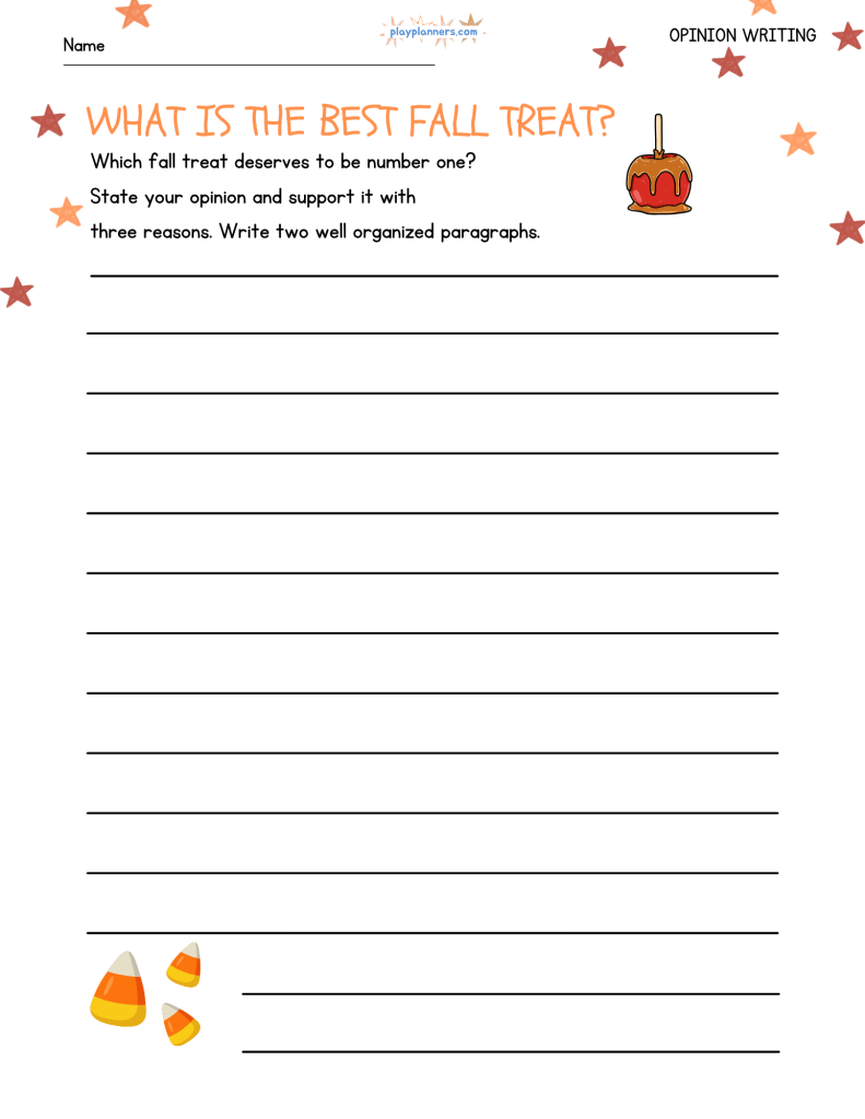 fall writing prompt for 4th and 5th grade