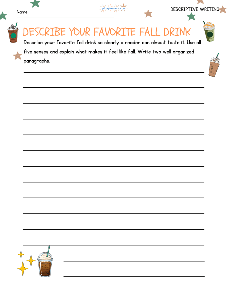 fall writing prompt for 4th and 5th grade