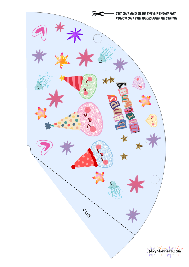 Squishy Birthday Party Hat cut out printable