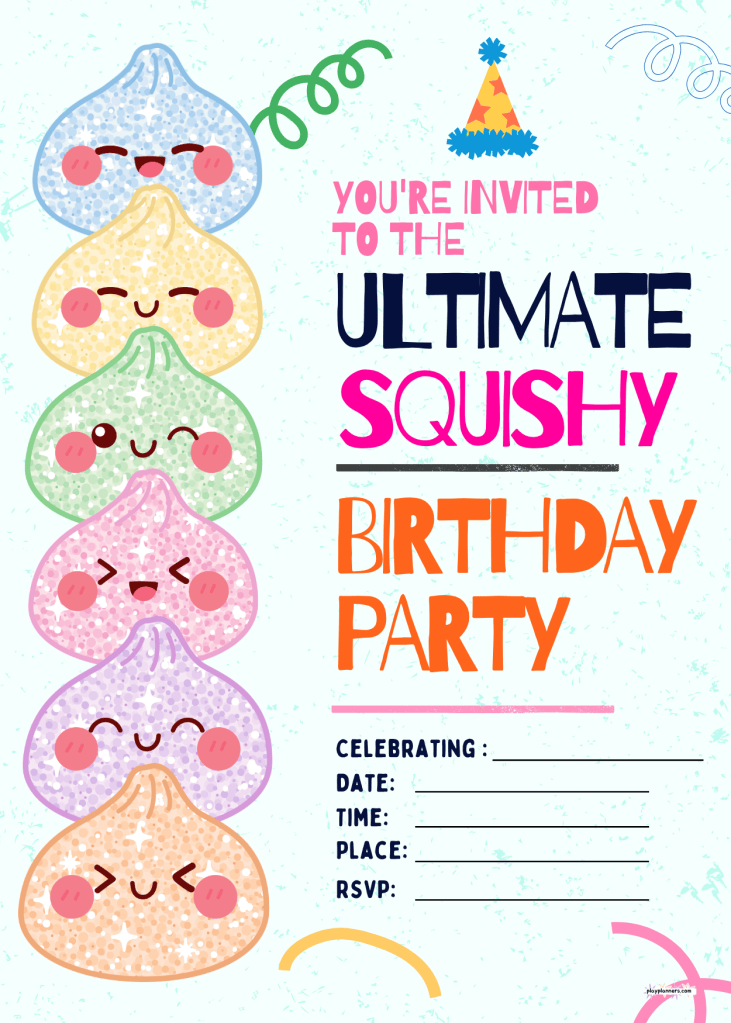 squishy birthday party invitation