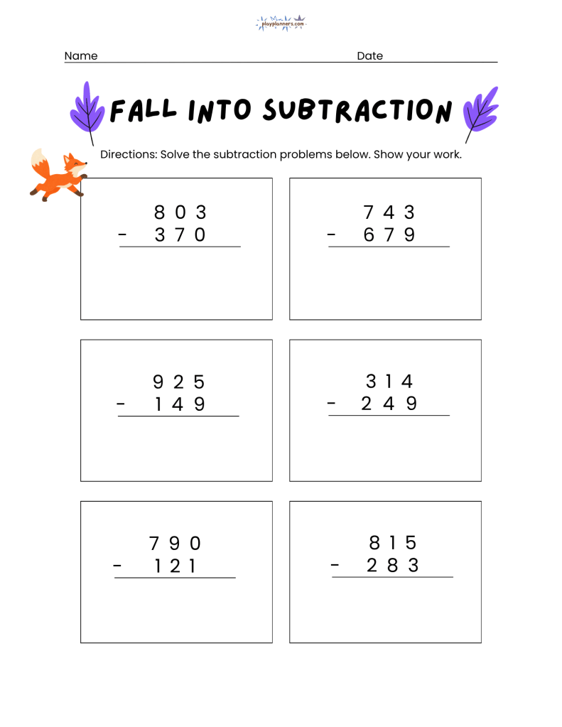 2nd grade subtraction practice worksheets