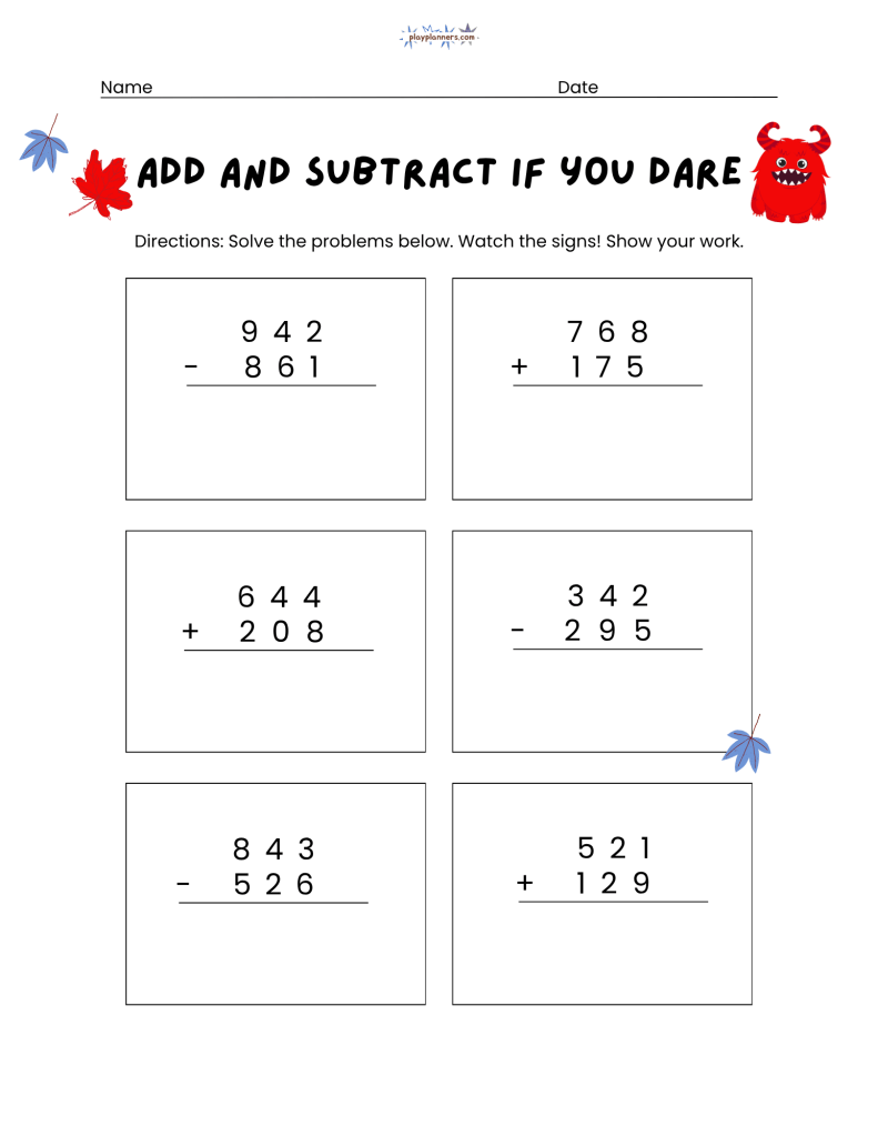 Halloween addition and subtraction p