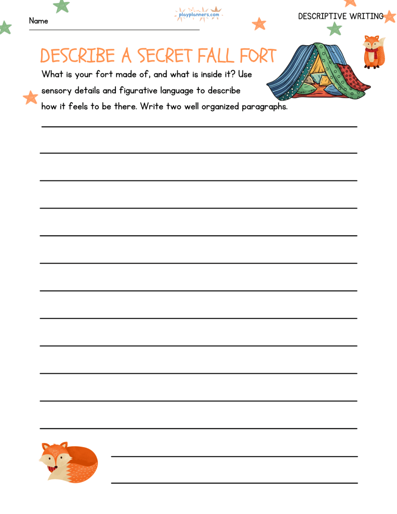 fall writing prompt for 4th and 5th grade
