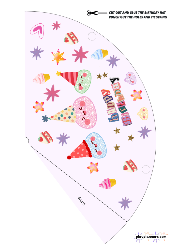 Squishy Birthday Party Hat cut out printable