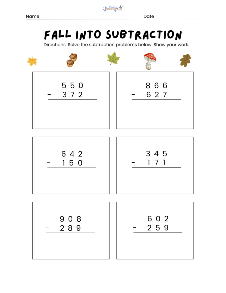 2nd grade subtraction practice worksheets