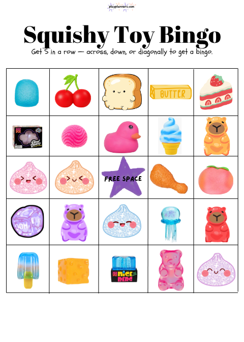 squishy toy bingo set