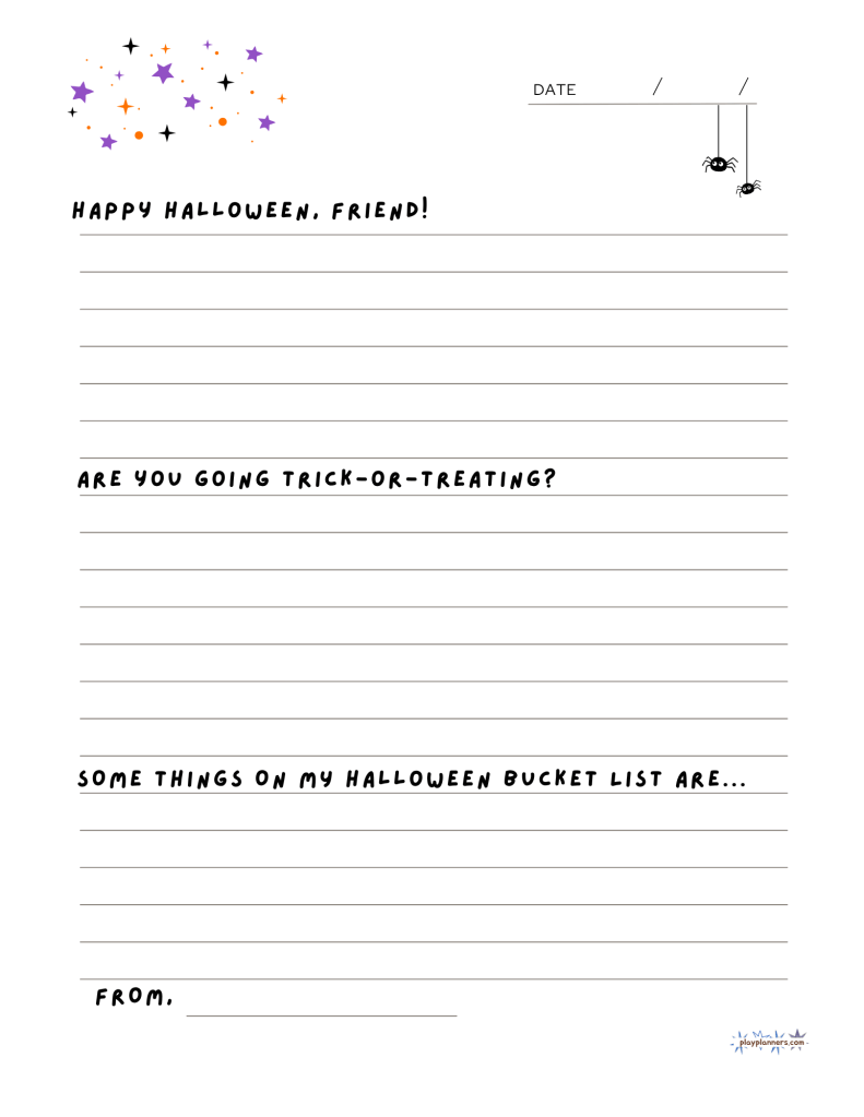 halloween writing prompts for kids on letter paper