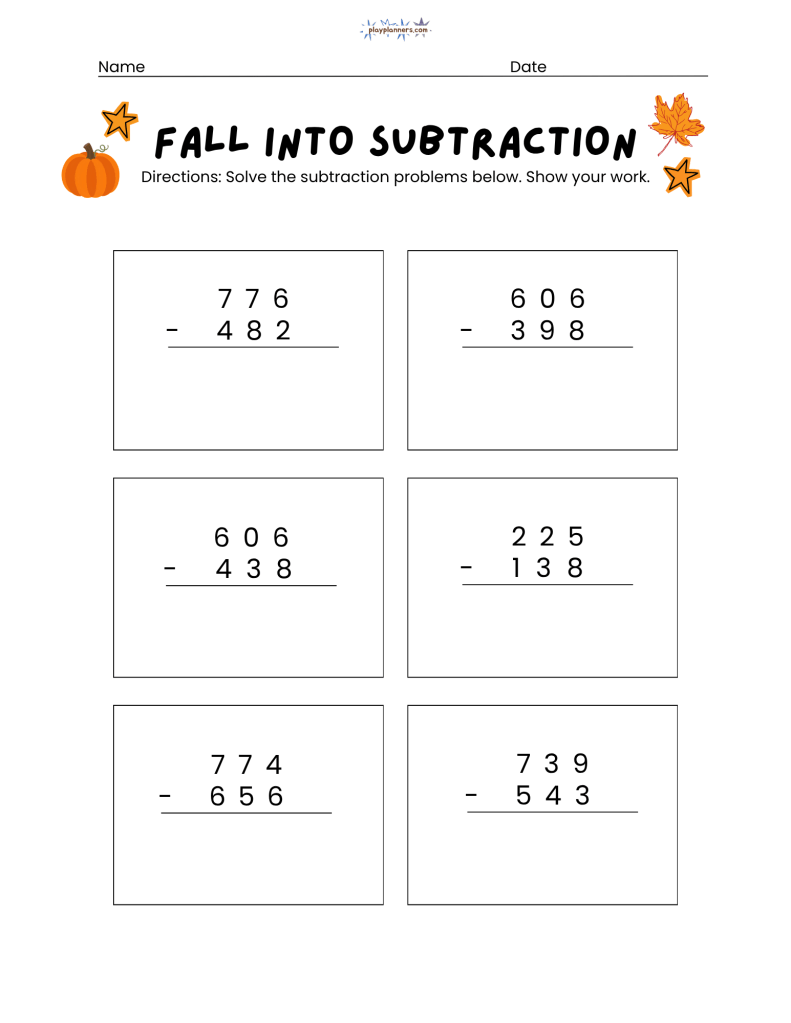 2nd grade subtraction practice worksheets