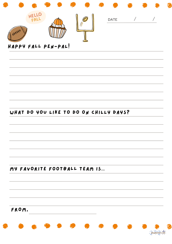 pen-pal letter with fall prompts