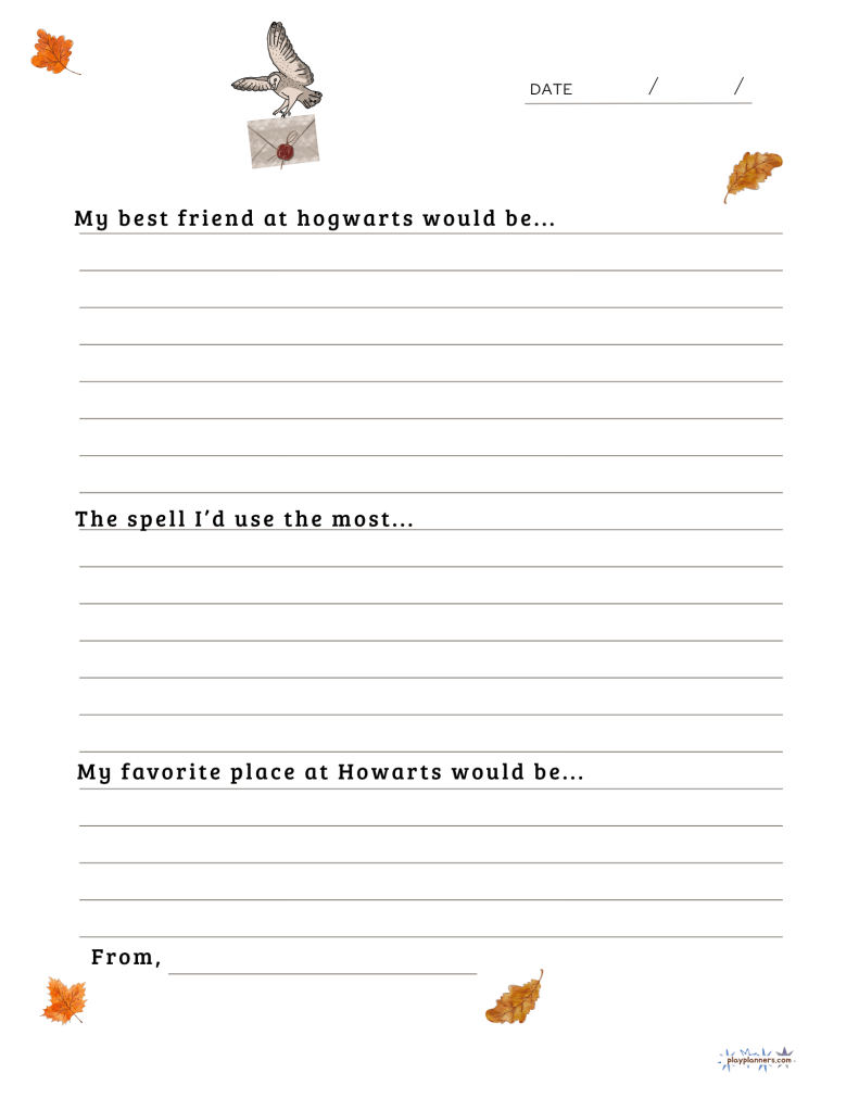 pen-pal letter harry potter theme
