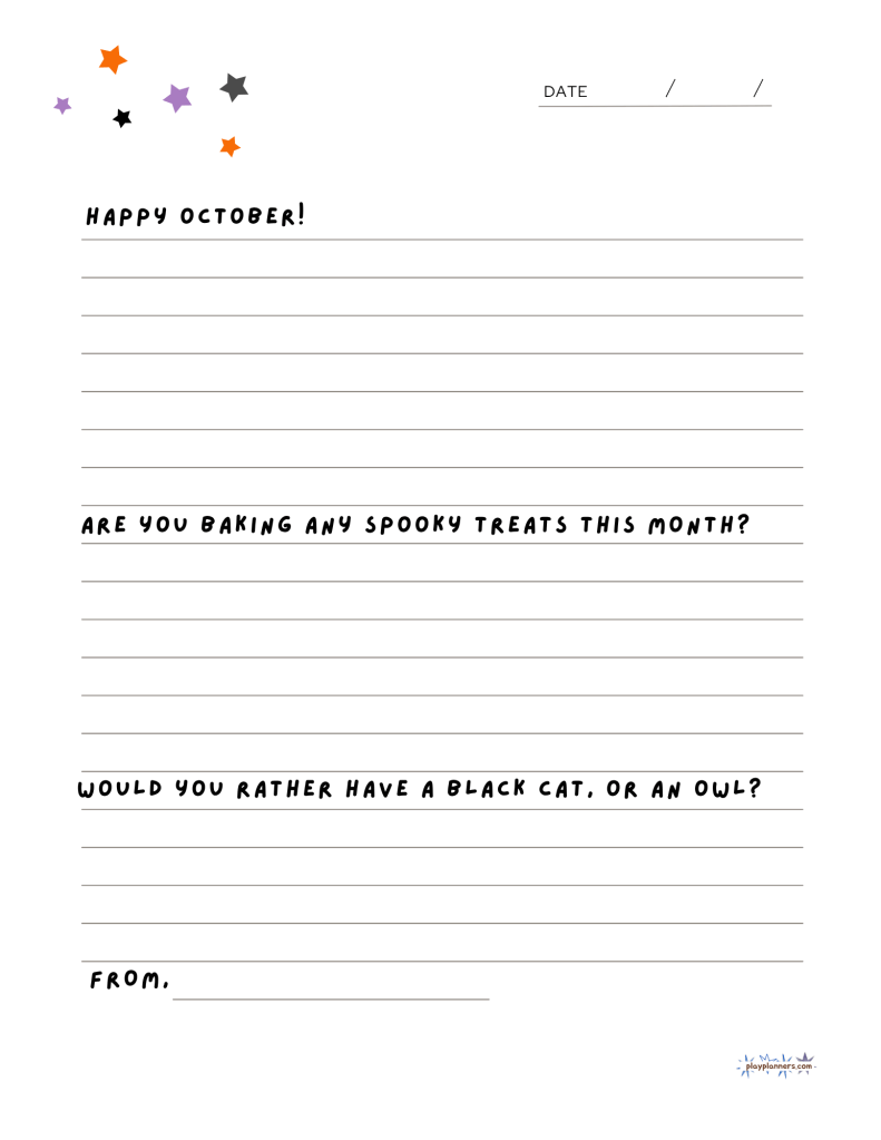 halloween writing prompts for kids on letter paper