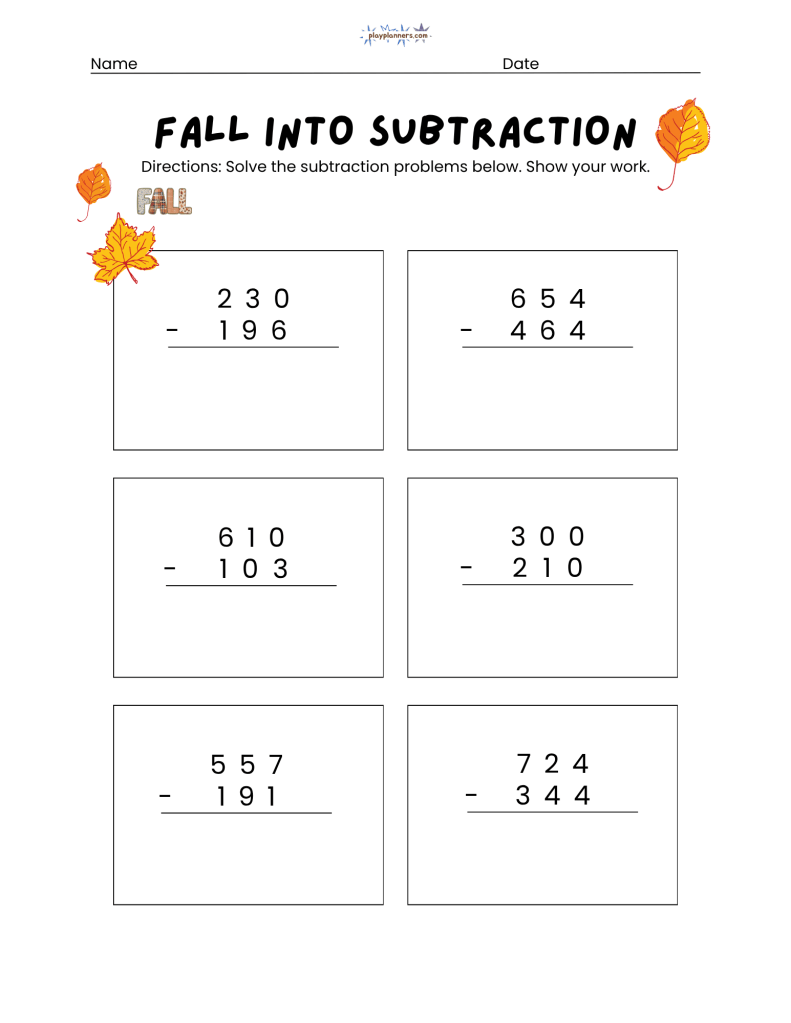 2nd grade subtraction practice worksheets