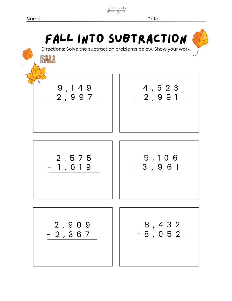 3rd grade subtraction worksheet