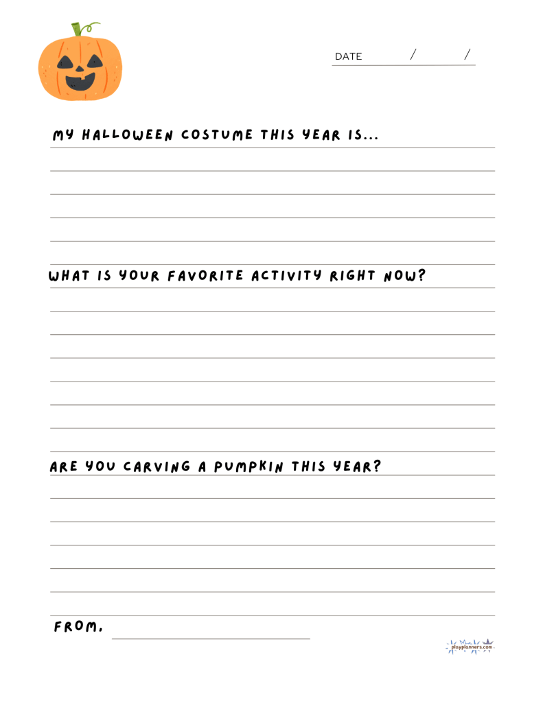 halloween writing prompts for kids on letter paper