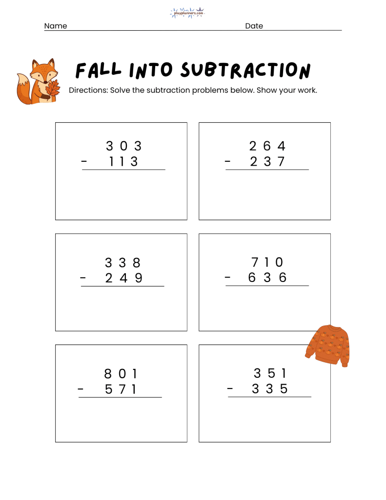 2nd grade subtraction practice worksheets