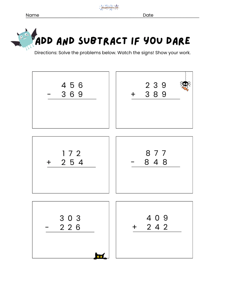 Halloween addition and subtraction p