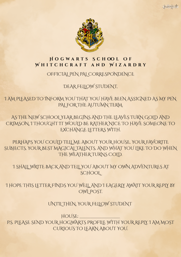 Pen-pal harry potter letter