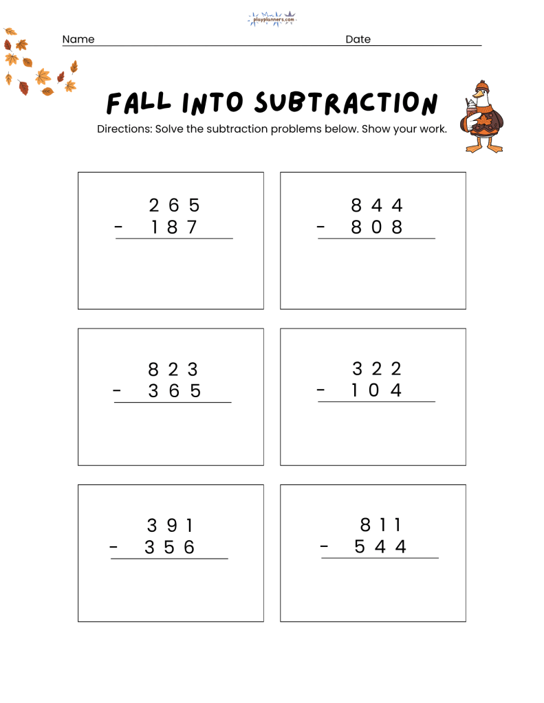 2nd grade subtraction practice worksheets