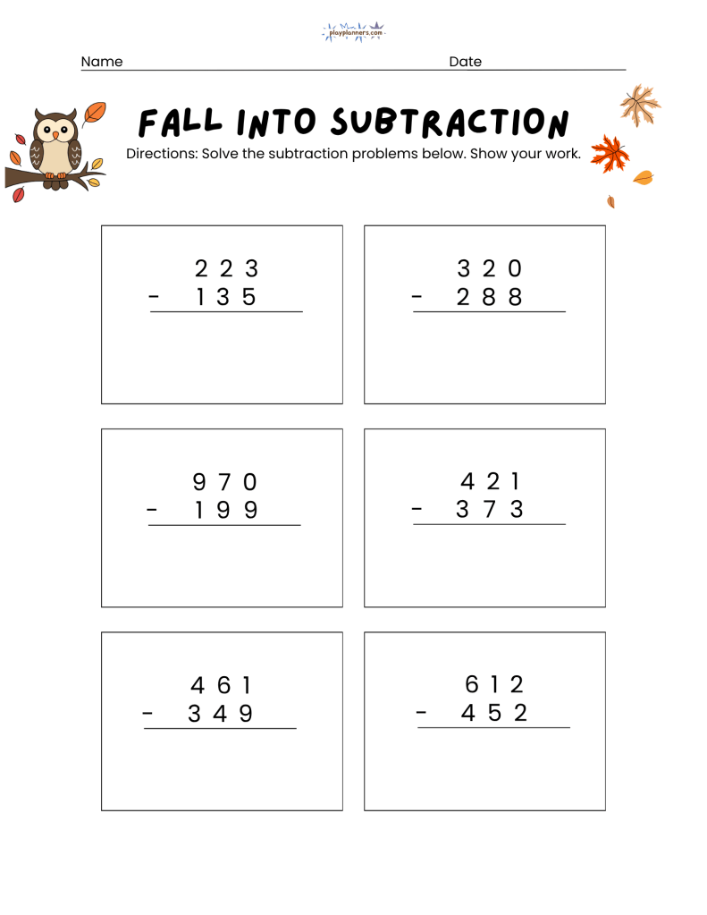 2nd grade subtraction practice worksheets