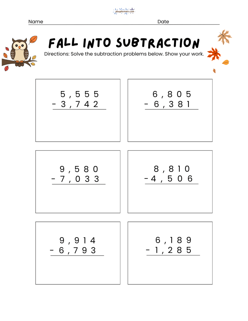 3rd grade subtraction worksheet