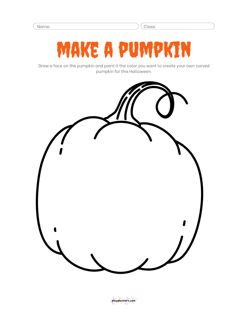 Make a Pumpkin worksheet with a blank pumpkin outline for kids to decorate