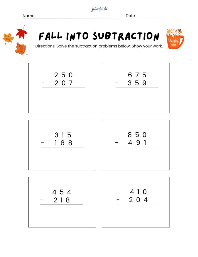 2nd grade subtraction practice worksheets