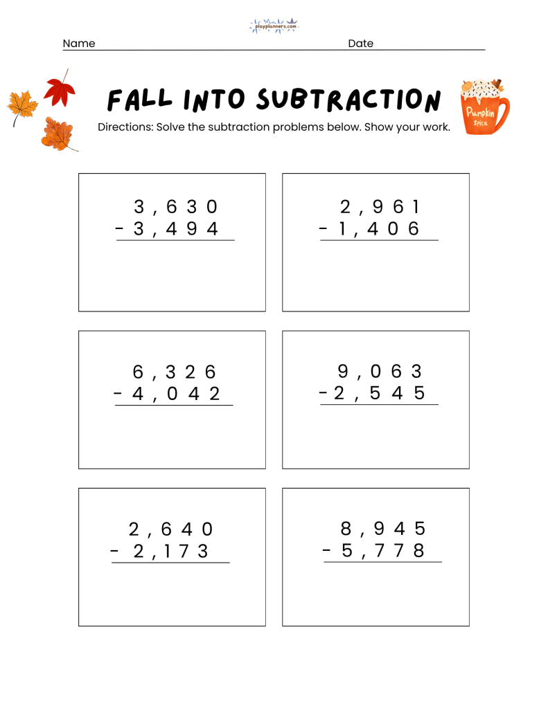 3rd grade subtraction worksheet