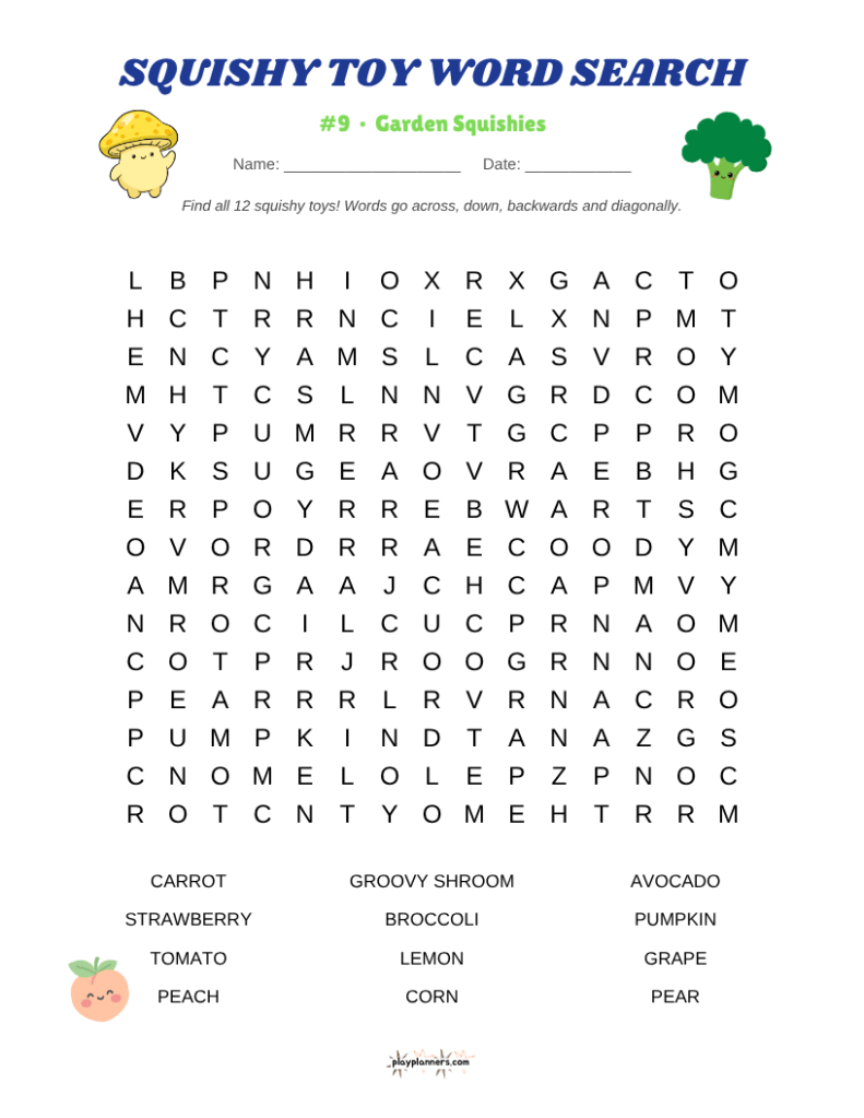 Free squishy toy word search printable for 3rd and 4th grade kids