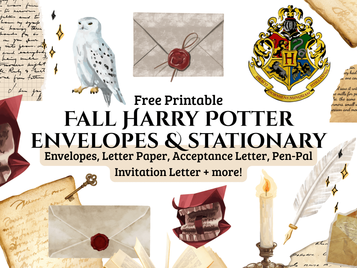 Free Printable Harry Potter Fall Envelopes & Hogwarts&nbsp;Stationery