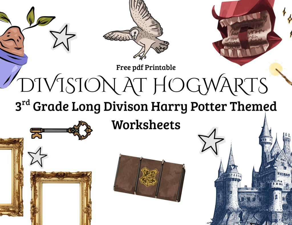 3rd grade long division worksheet harry potter themed free printable